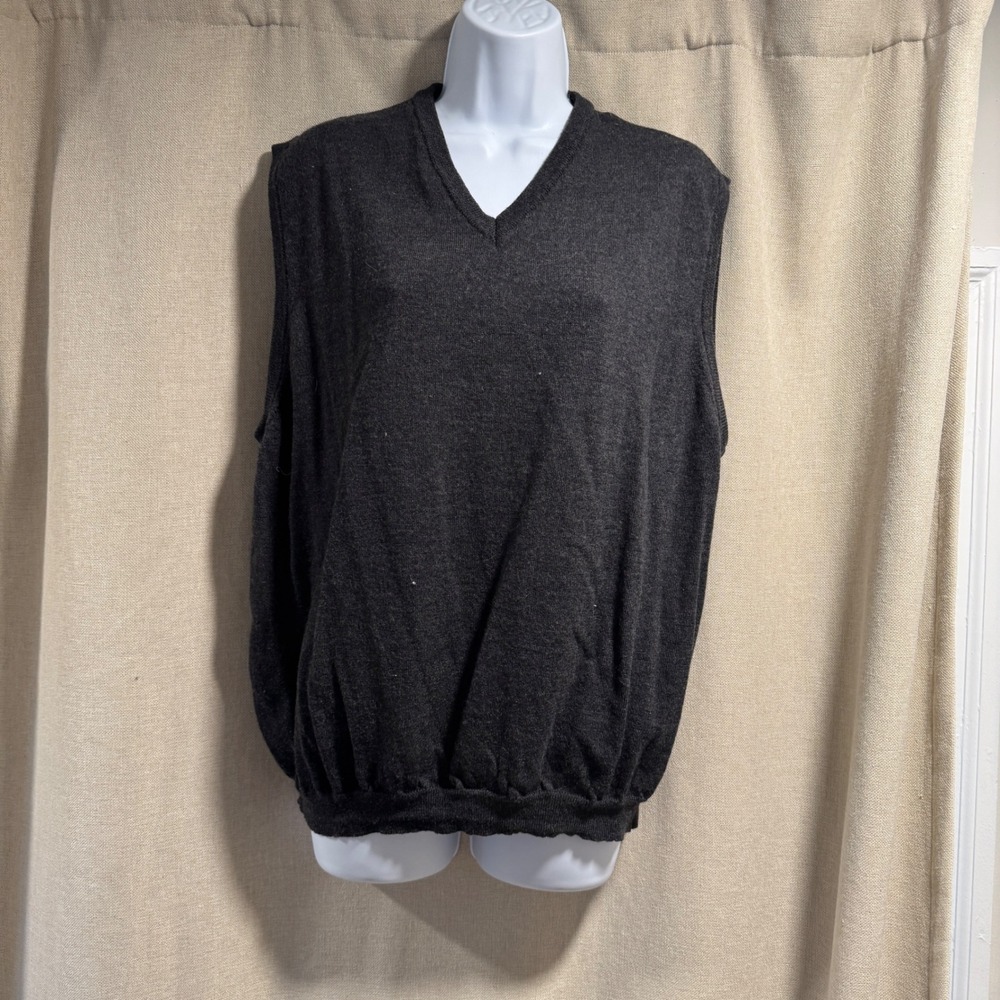 Brandini‎ 100% Wool Sweater Vest XL Gray Merino Woolmark Italy Sleeveless